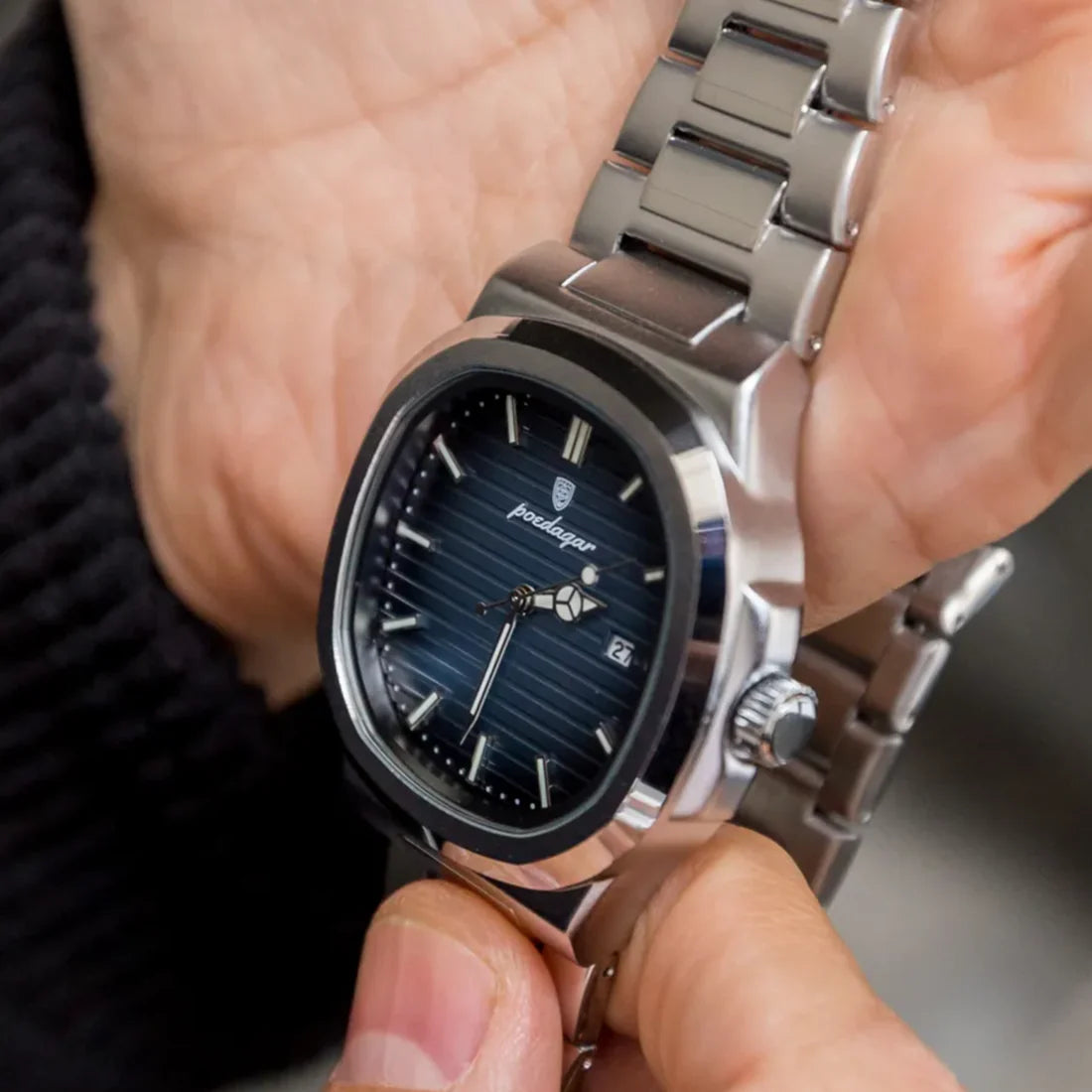 Relógio Poedagar Nautilus Classic Azul— Aço Inoxidável
